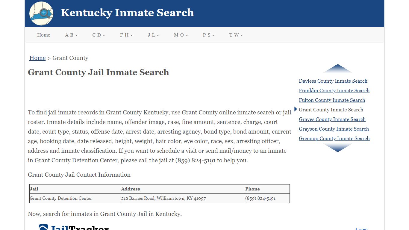 Grant County KY Jail Inmate Search